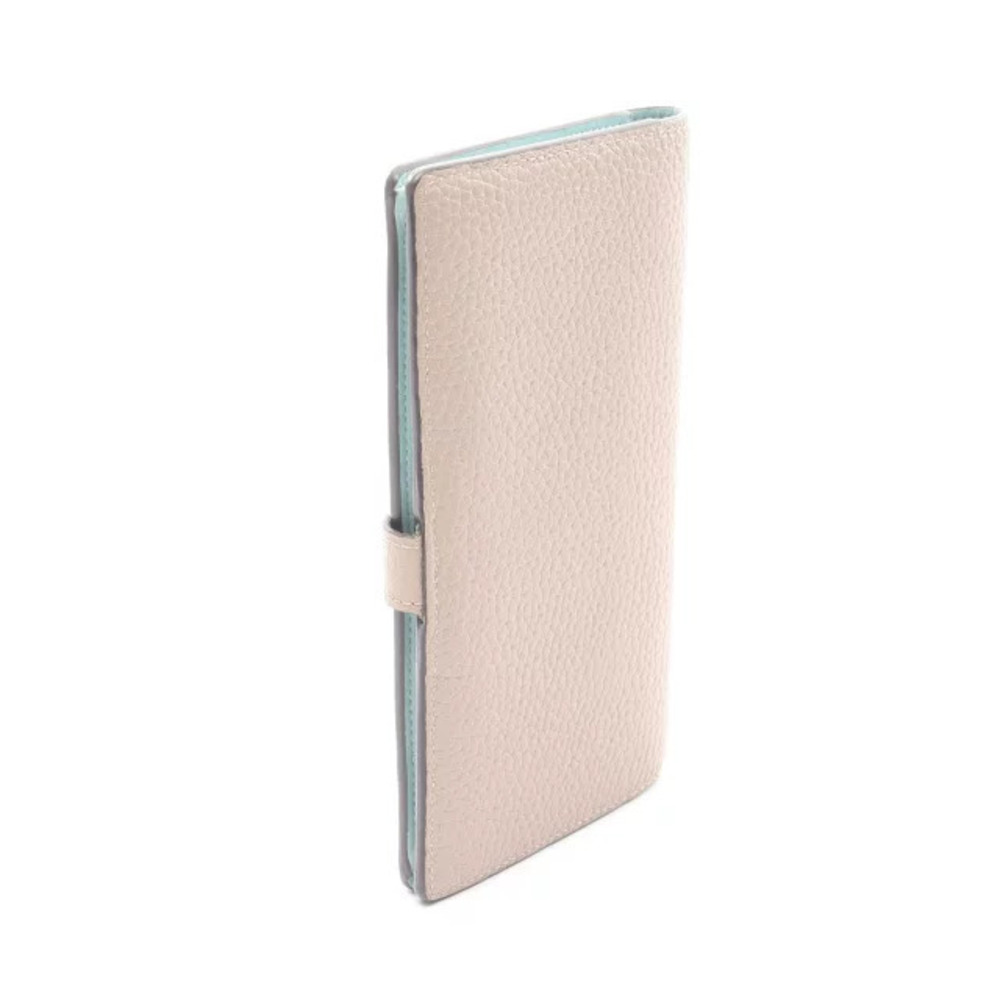 Louis Vuitton Long Bi Vertical Beige LV Leather Cream fold Wallet Tan Cream